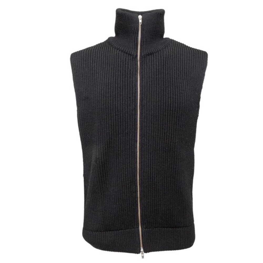 Maison Martin Margiela Black Knit Zip-Up Sweater Vest with Open Sides